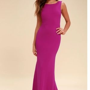 Magenta / Pink Backless Maxi Dress